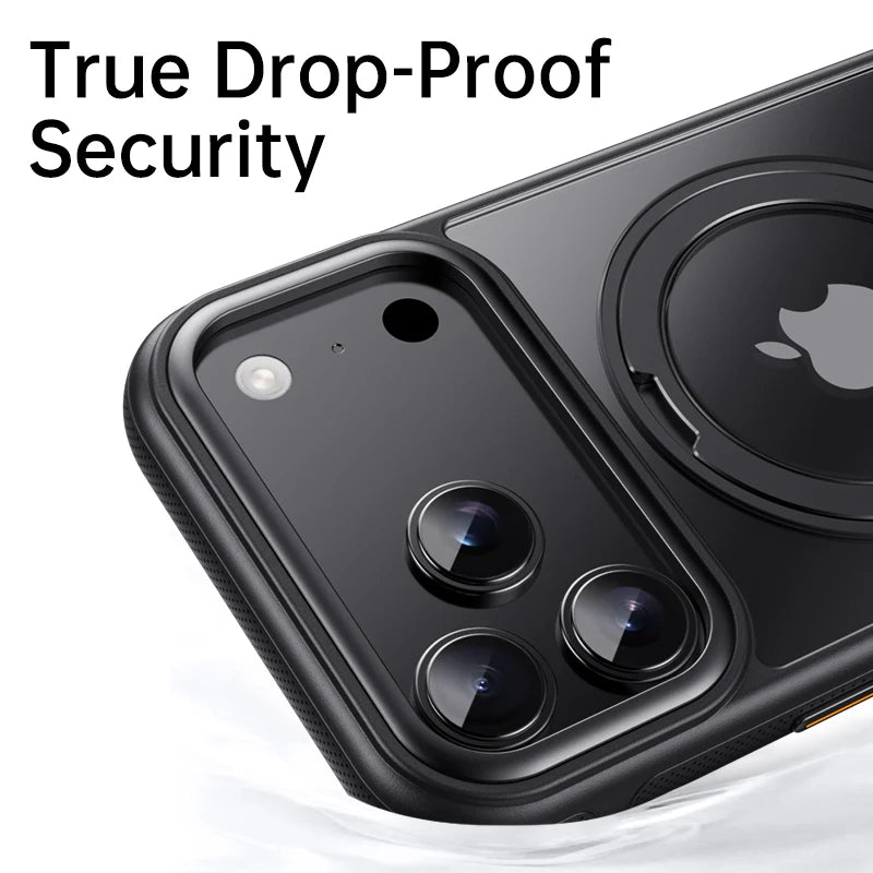 Transparent Magnetic Case for iPhone 17 Air 16 Plus 15 14 13 18 17 Pro Max 16e 360° Rotating Ring Holder Kickstand Cover LMD003