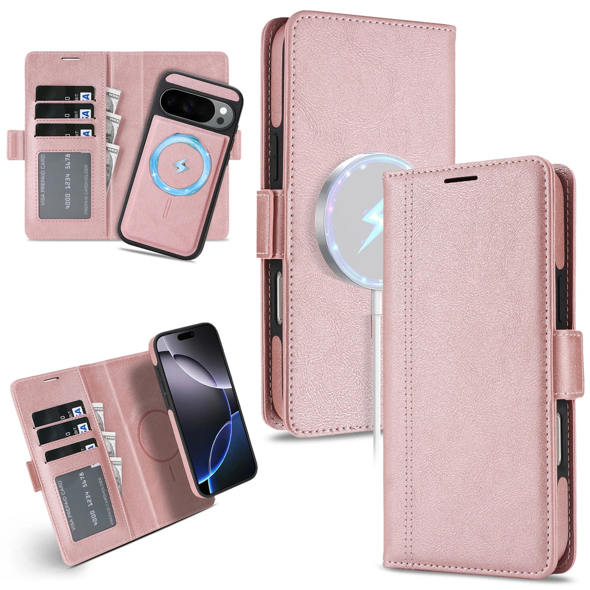 Wireless Charging Magnetic Phone Case For Google Pixel 10Pro XL 9Pro 10 9 9A Magsafe Wallet Case Phone Cover Cash Cards Slot