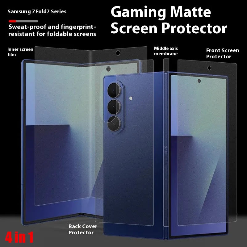 4 in 1 Inner Outer Hinge Sticker Matte Hydrogel Soft TPU Film For Samsung Galaxy Z Fold 7 6 5 4 3 2 Full Body Screen Protector