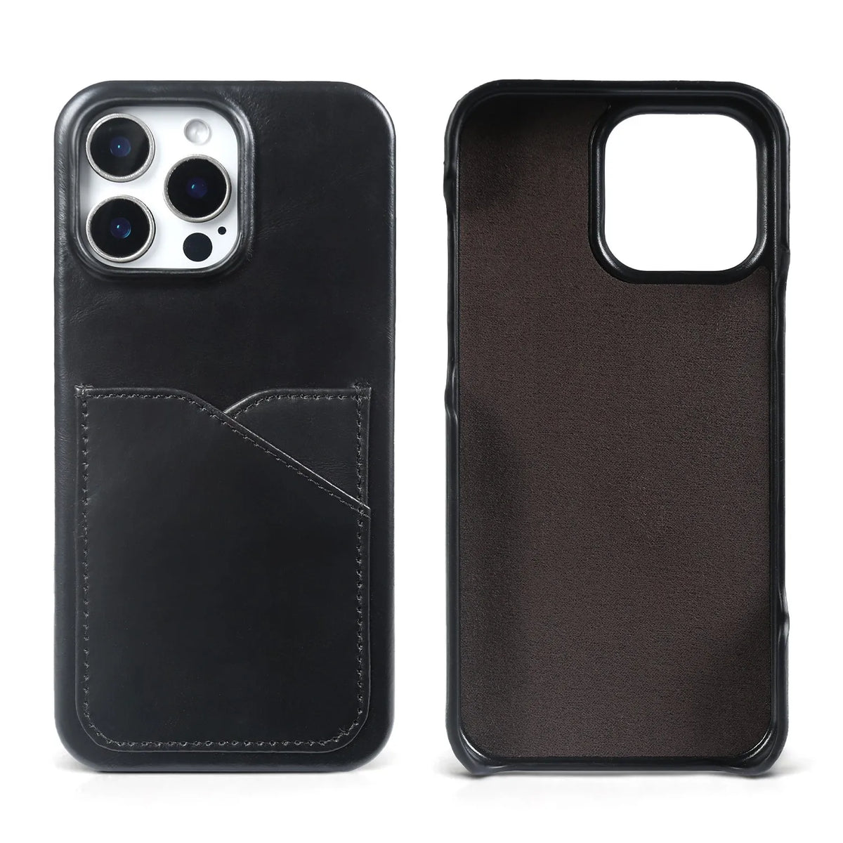 Premium Card Slot Genuine Leather Case for Iphone 18 Pro Max Cases 15 17pro 16pro 12 11 Aesthetic Vintage Phone Back Cover Coque