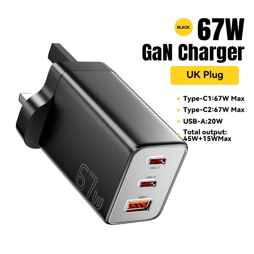 Essager 67W GaN USB Type C Charger PPS 65W Fast Charge For Samsung QC 4.0 PD 3.0 iPhone 15 14 13 Pro Huawei Phone Laptop Chagers