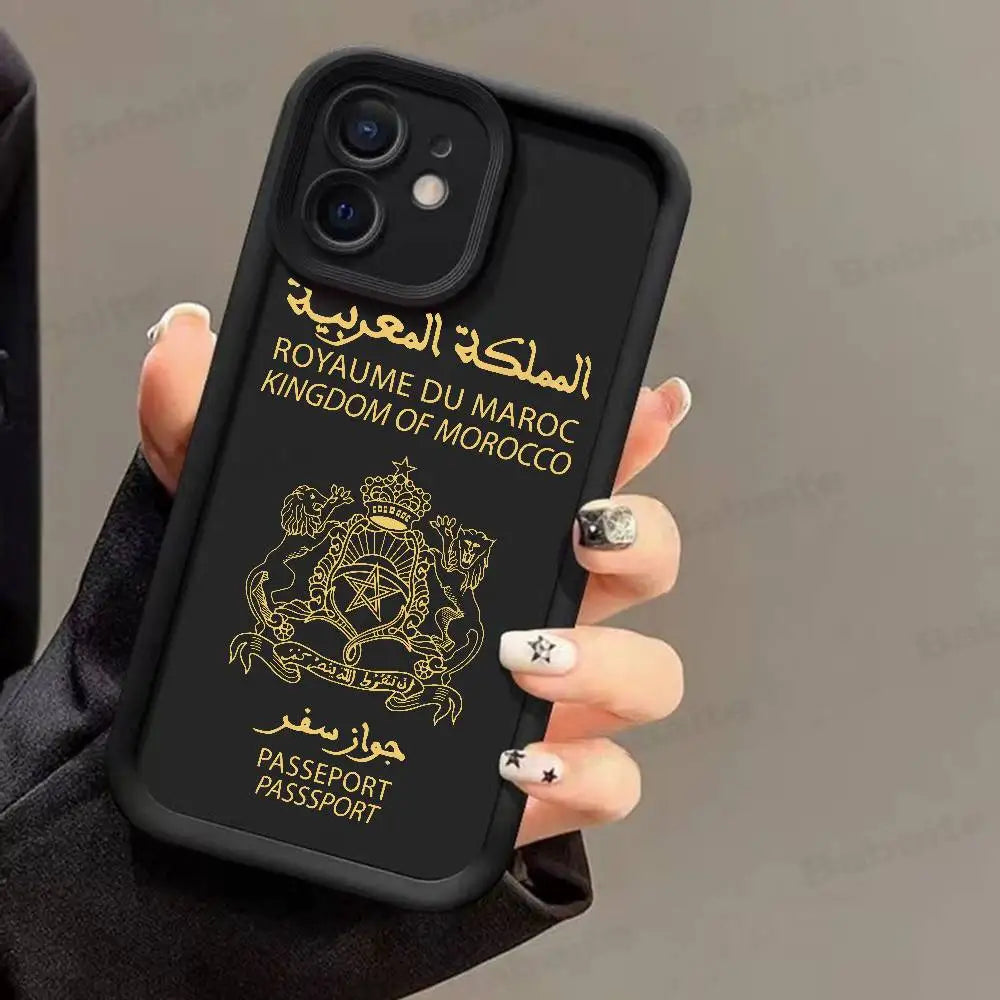 Morocco Passport Phone Case Silicone Phone Case For iPhone 17 Air 17 16 15 14 13 12 11 Plus Pro Max Shockproof Soft Cover