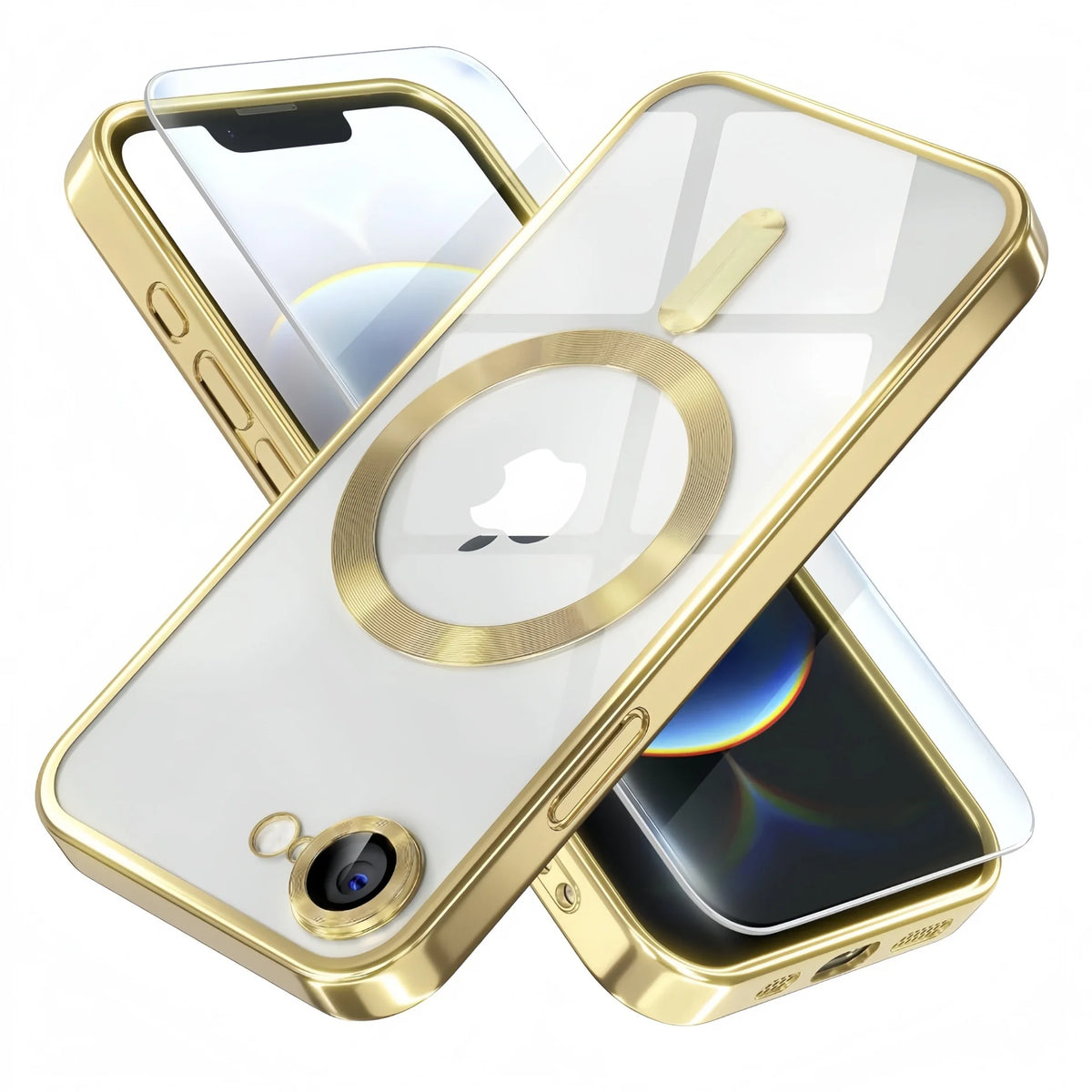Magnetic Official Titanium Case for iphone 17e / 16e with 1 Screen Protector Camera Cover Metallic Glossy Luxury