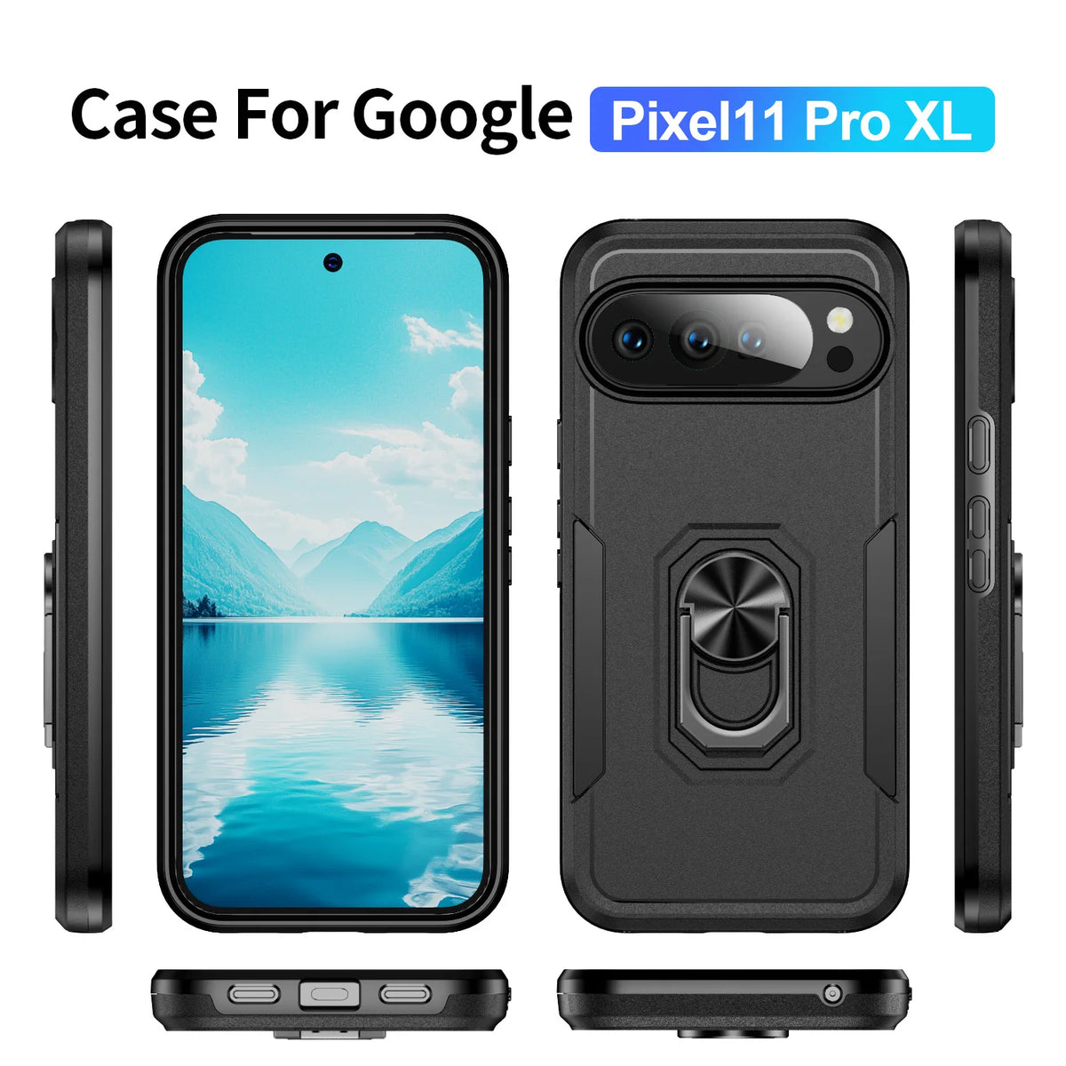 Magnetic Metal Ring Holder Armor Cover Shockproof Phone Cases For Google Pixel 11 10 9 8 7 6 Pro XL 10A 9A 8A 7A 6A Plastic Case