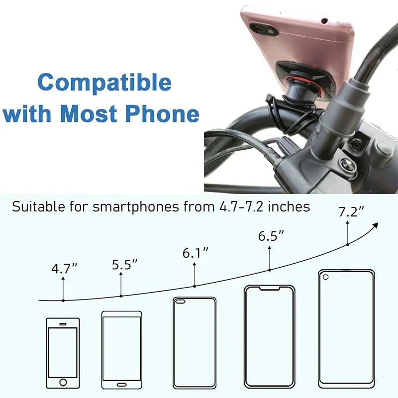 Universal Motorcycle Phone Mount, Adjustable Bike Handlebar Stem Holder for MTB Scooter Smartphone GPS Navigation Bracket