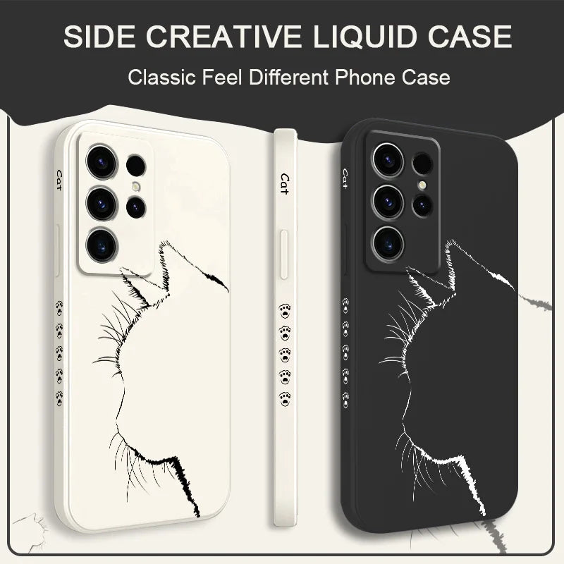 Cute Pretty Cat Phone Case For Samsung Galaxy S25FE S24 S23 S22 S21 S20 S10 S10E Ultra Plus FE Note 20 Ultra 10 Plus Cover
