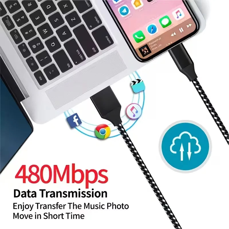6-Pack Braided USB-C Cable Fast Charging 3.3FT/1m Durable USB a to Type C Data Cable for iPhone 18/15/16/17 Samsung Galaxy Series Tablets Black