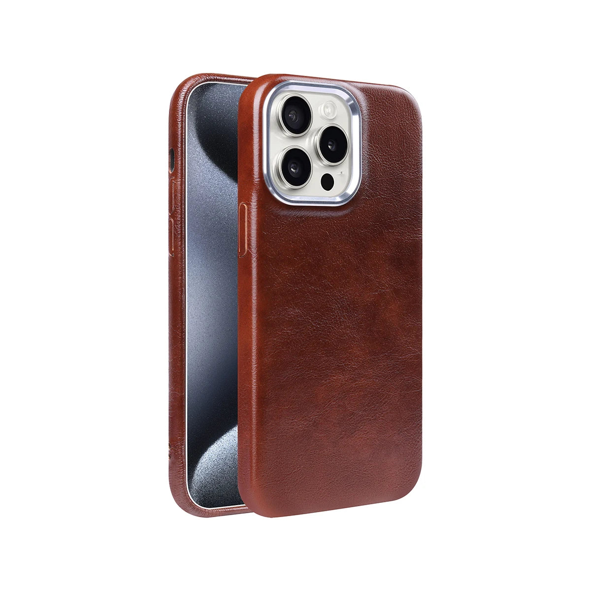 Luxury Classic Retro Textured Metal Frame All Inclusive PU Leather Case For iPhone 15 Pro Max 16 14 Plus 13 12 11