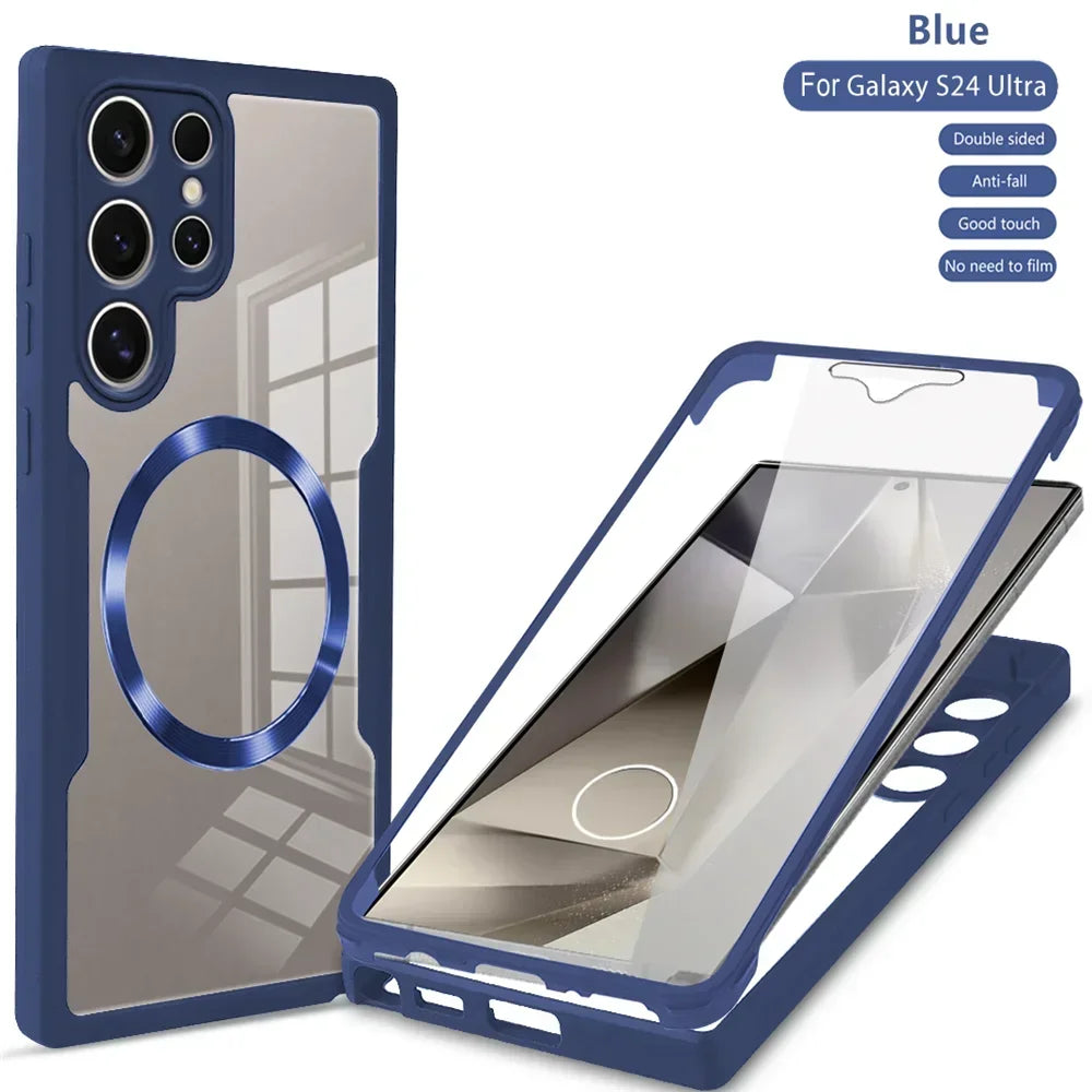 360° Full Shockproof Case for Samsung Galaxy S26 S25 S24 S23 S22 Ultra Plus FE Wireless Charging Transparent Cover