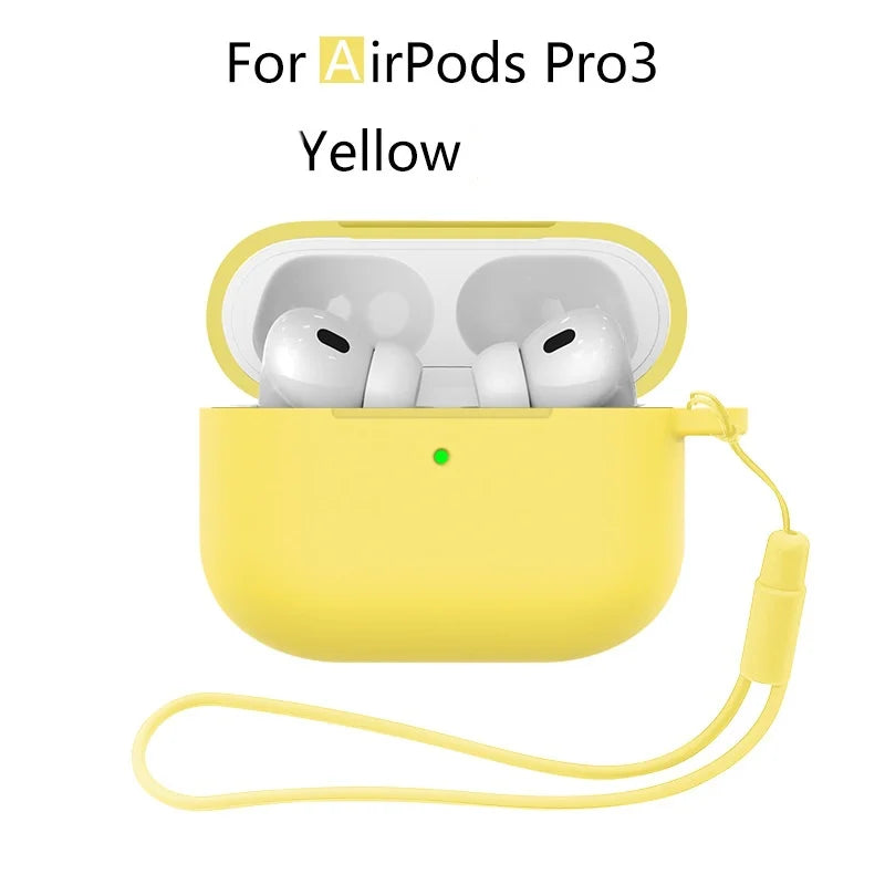 for AirPods Pro 3 2025 New Case Full Protective Soft Silicone Shockproof Case with Keychain for AirPods Pro 3 Case for Men Women