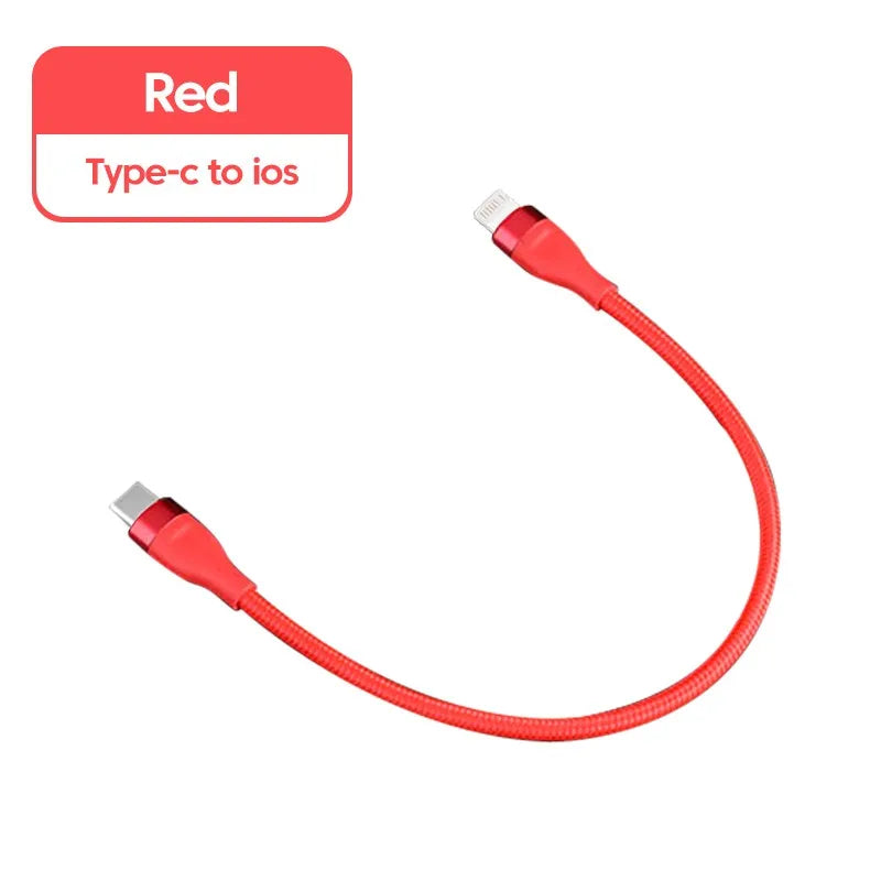 66w Type-C Cable 25cm USB C to Type-C / Lightning Fast Charging Short Wire For iPhone Xiaomi Huawei Samsung Oneplus Cellphones
