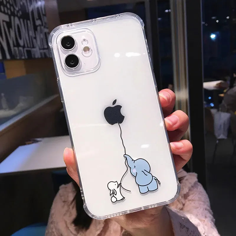 Creative Elephant Lion Animal Phone Case For iPhone 17 16 15 13 11 12 14 Pro Max Mini 7 8 Plus Dog Clear Shockproof Soft Covers