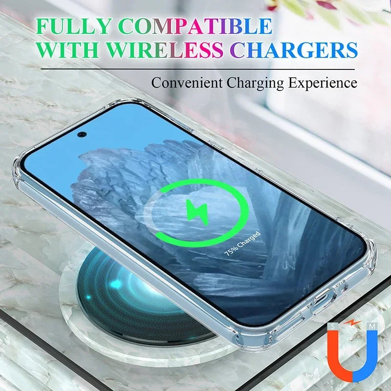 Clear Magnetic Phone Case For Magsafe Google Pixel 10 Pro XL 7 8 9 Pro 11 Pro XL 10A 9A 8A MacSafe Transparent Ultra Slim Cover