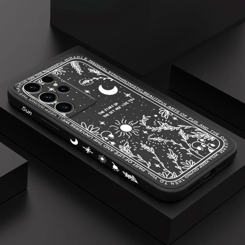 Moon Snowflake Phone Case For Samsung Galaxy S25FE S24 S23 S22 S21 S20 S10 S10E Ultra Plus FE Note 20 Ultra 10 Plus Cover