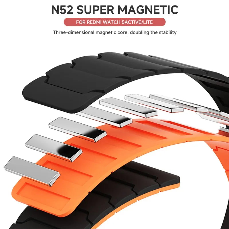 Silicone Strap+Case for Xiaomi Redmi Watch 5 Active/5Lite Magnetic Band Full Cover Bumper for Redmi Band 5 Lite Shell Bracelet