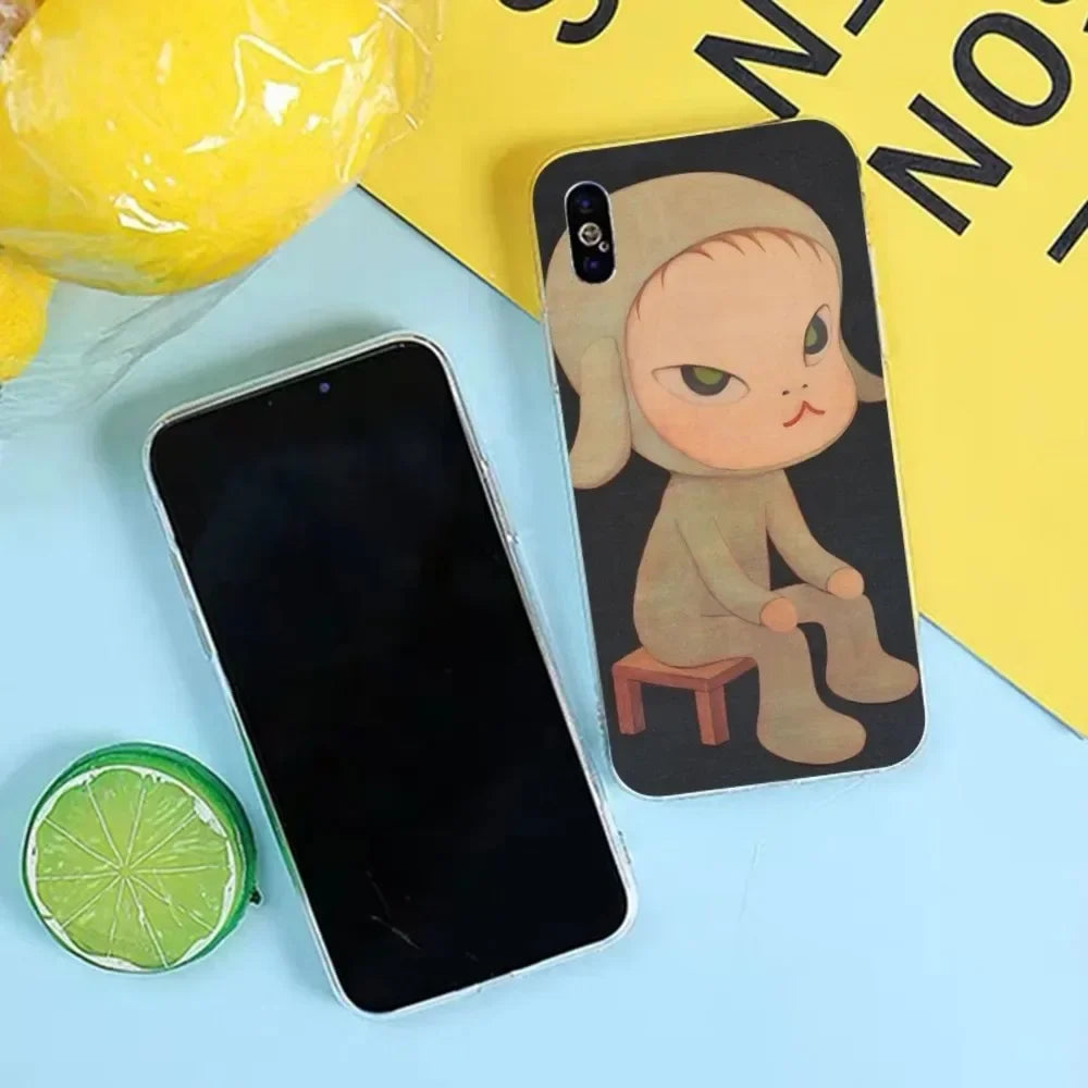 Yoshitomo Nara Phone Case for iPhone 17 16 15 14 13 12 11 Pro Mini MAX Plus XR Silicone Transparent Soft Cover