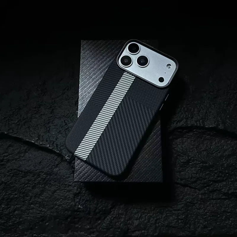 Carbon Fiber Texture Magnetic Case For iphone 17 18Pro Max 16 18 Pro 15 14 13 Ultrathin Alloy Lens Wireless Charge Hard Cover