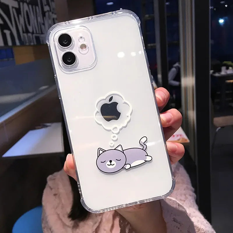 Creative Elephant Lion Animal Phone Case For iPhone 17 16 15 13 11 12 14 Pro Max Mini 7 8 Plus Dog Clear Shockproof Soft Covers