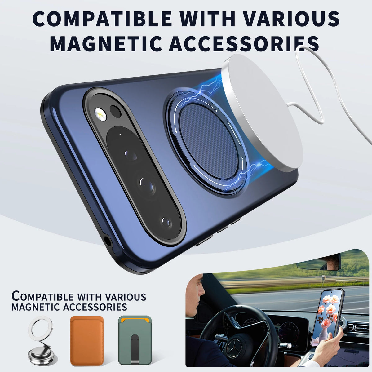 360° Magnetic Bracket Phone Case For Google PIXEL 10 9 11 Pro XL 9A 10ProXL For Magsafe Shockproof Stand Holder Cover Funda
