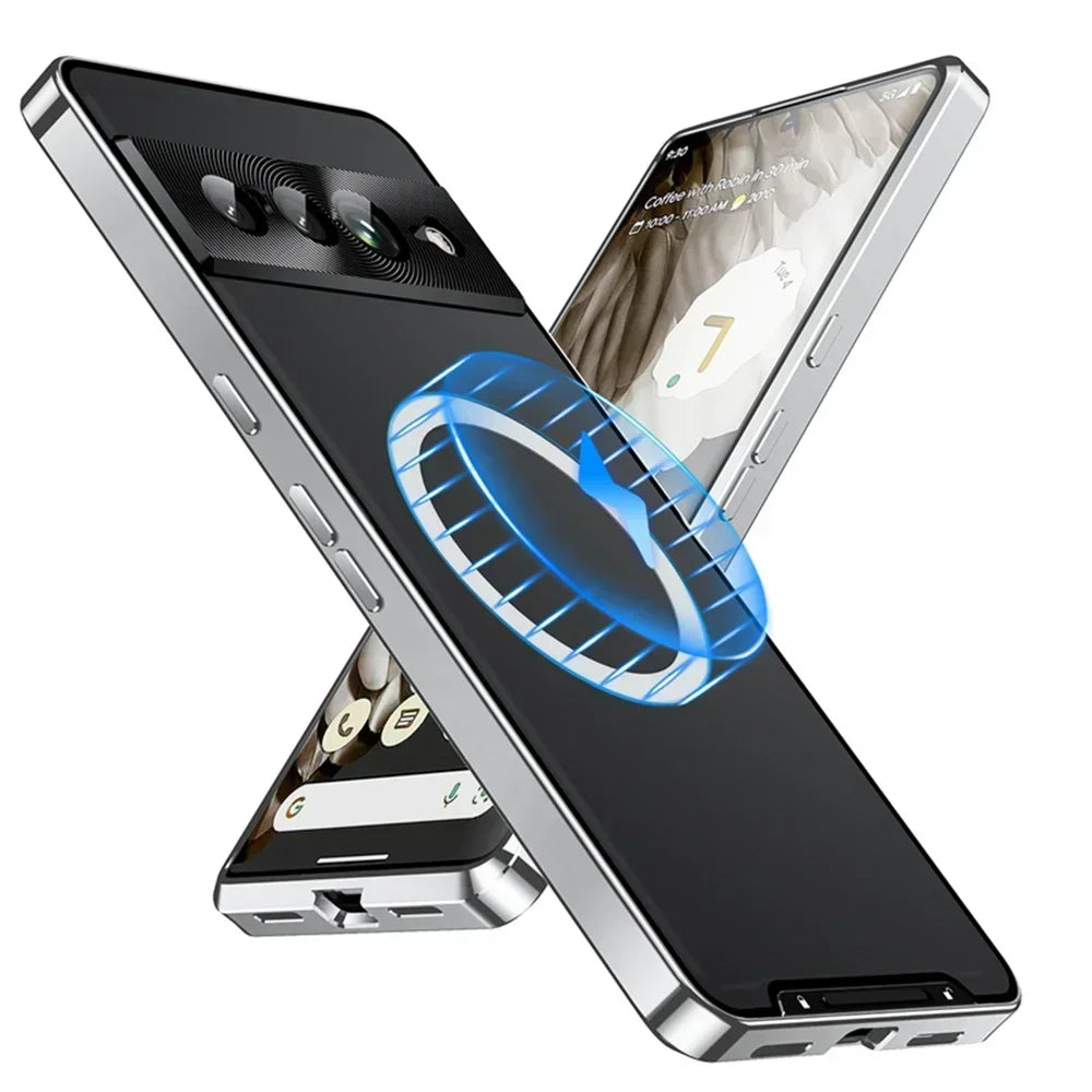 Shockproof Metal Armor Case For Google Pixel 7 8 9 Pro XL Case Magsafe Aluminum Frame Matte PC Cover For Google Pixel 7A 8A Case