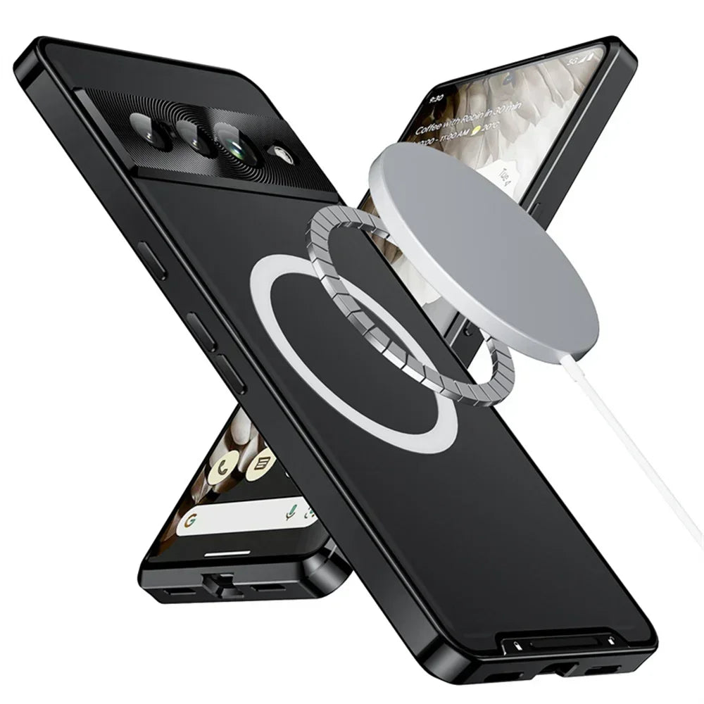Shockproof Metal Armor Case For Google Pixel 7 8 9 Pro XL Case Magsafe Aluminum Frame Matte PC Cover For Google Pixel 7A 8A Case