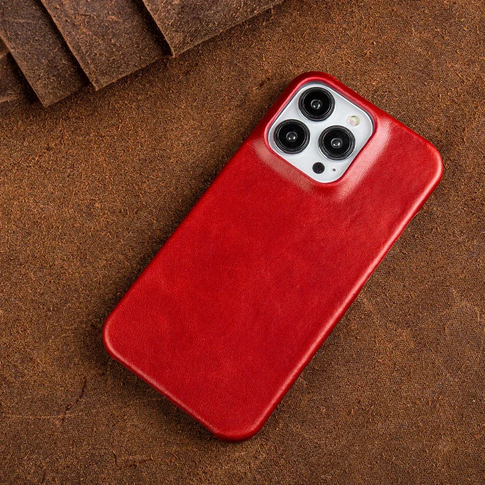 Oil Wax Luxury Genuine Leather Cover Case for Iphone 14 13 12 18 Pro Max 16 Case for Iphon Aesthetic Vintage Retro with 8 Colour