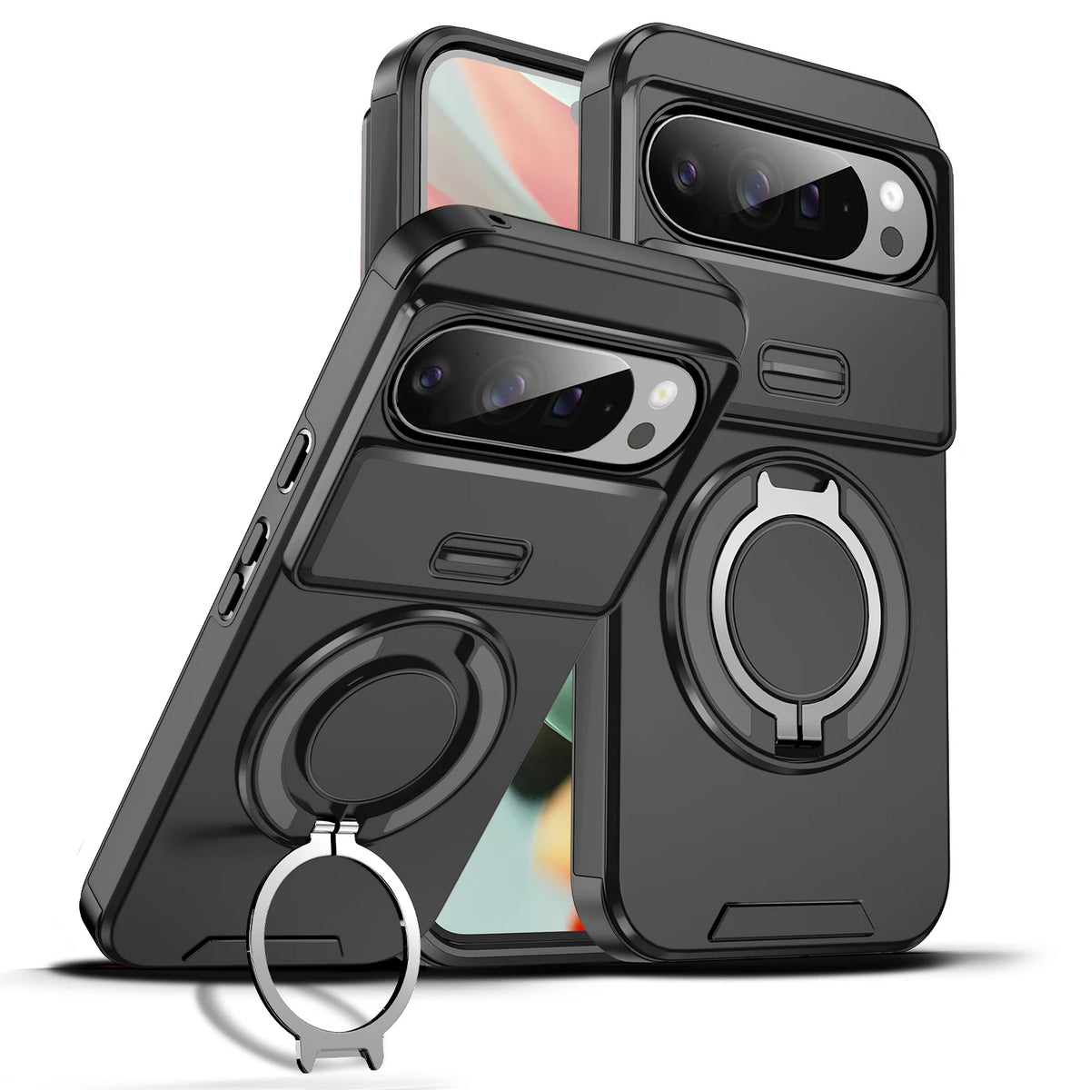 For Google Pixel 10 9 Pro XL Magnetic Bracket Phone Case For Google Pixel 10 9 8 7 Pro 9A 8A Sliding Window Anti Fall Phone Case
