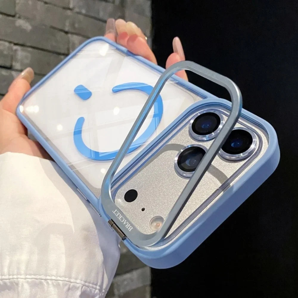 Magnetic Clear Phone Case for Apple iPhone 17 Air 16 15 14 Plus 13 12 11 Pro Max Transparent Camera Kickstand Protective Cover