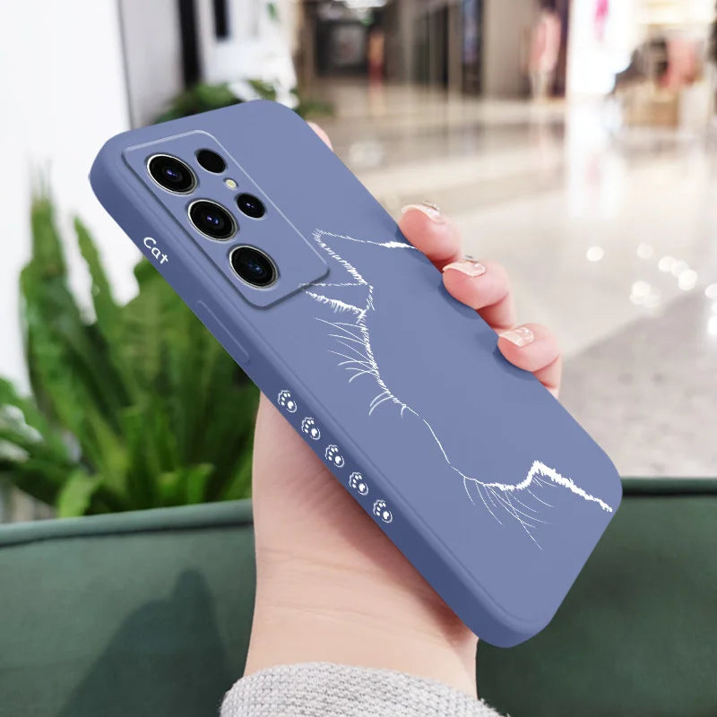 Cute Pretty Cat Phone Case For Samsung Galaxy S25FE S24 S23 S22 S21 S20 S10 S10E Ultra Plus FE Note 20 Ultra 10 Plus Cover