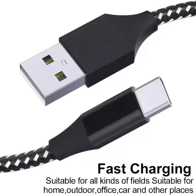 6-Pack Braided USB-C Cable Fast Charging 3.3FT/1m Durable USB a to Type C Data Cable for iPhone 18/15/16/17 Samsung Galaxy Series Tablets Black