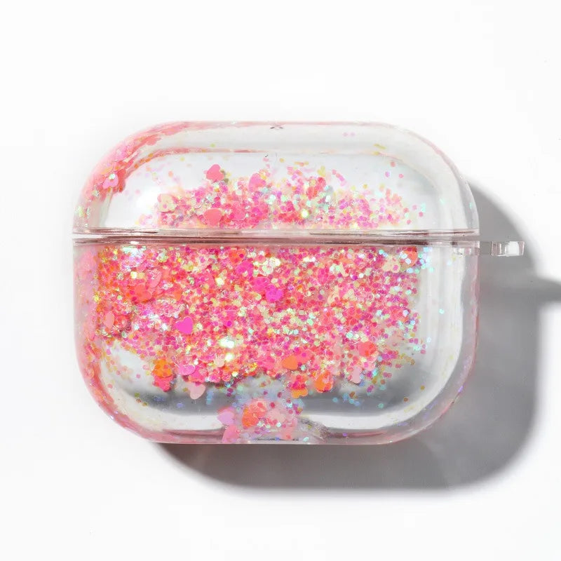 Guicksand Glitter Sequin Earphone Cover For Apple AirPods Pro 3 2 Air Pods 4 3 2 1 Crystal Hard Transparent Protective Case
