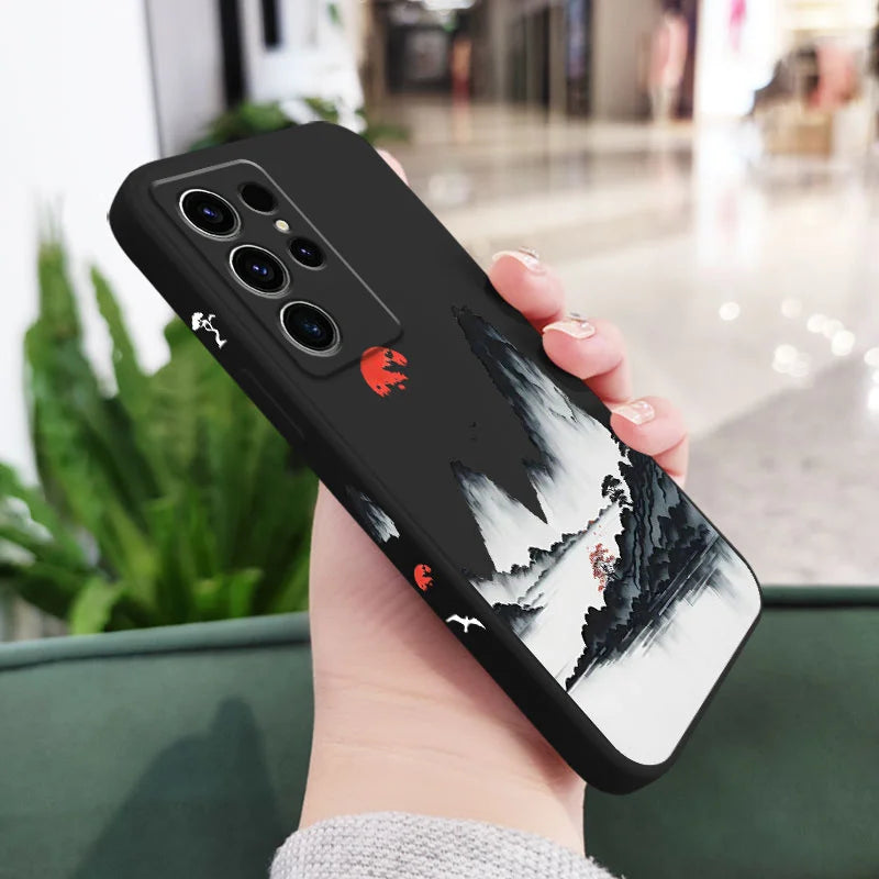Sunset Red Phone Case For Samsung Galaxy S25FE S24 S23 S22 S21 S20 S10 S10E S9 Ultra Plus FE Note 20 Ultra 10 9 Plus Cover