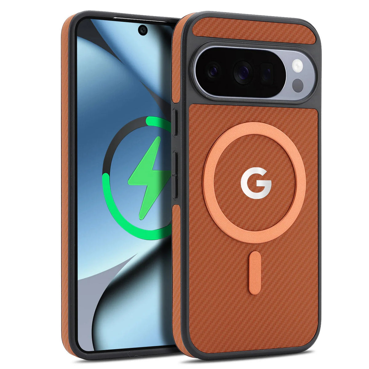 High End Carbon Fiber Texture Leather Phone Case For Google Pixel 10 9 ProXL 10A 9A For MagSafe Wireless Charger Anti-Drop Cover