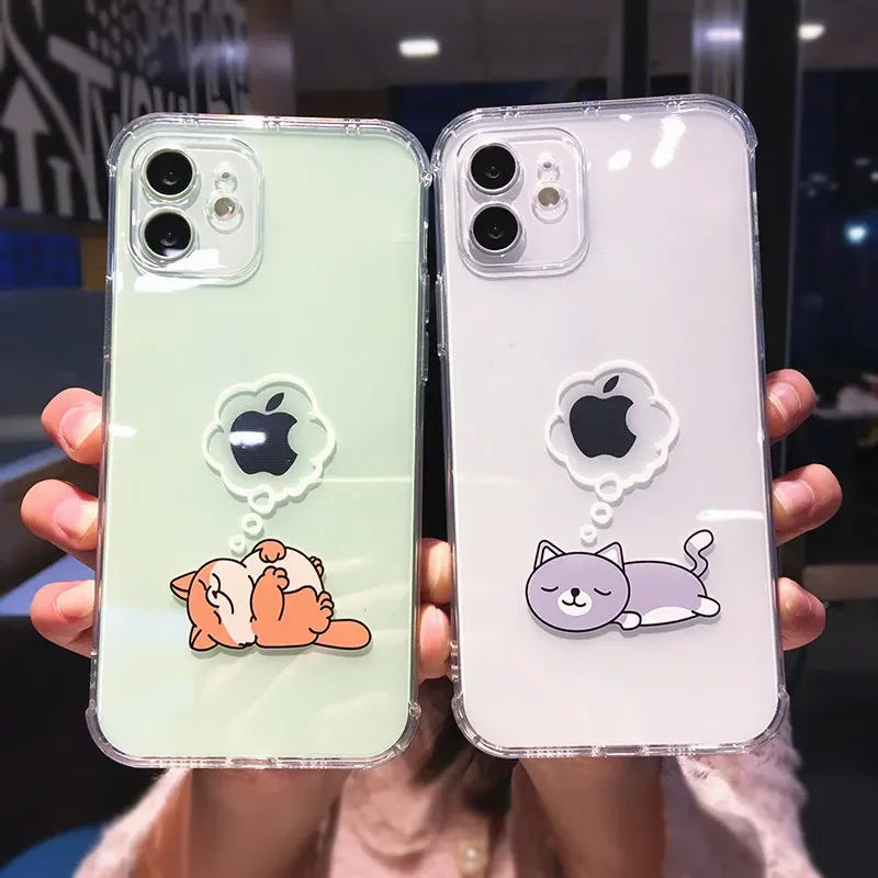 Creative Elephant Lion Animal Phone Case For iPhone 17 16 15 13 11 12 14 Pro Max Mini 7 8 Plus Dog Clear Shockproof Soft Covers