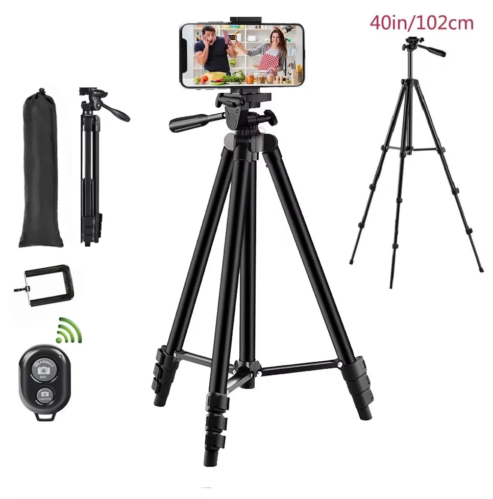 Phone Tripod Stand with Bluetooth Remote Aluminum Universal Camera Gopro Phone Photography Holder Recording Mobile Live Tripod