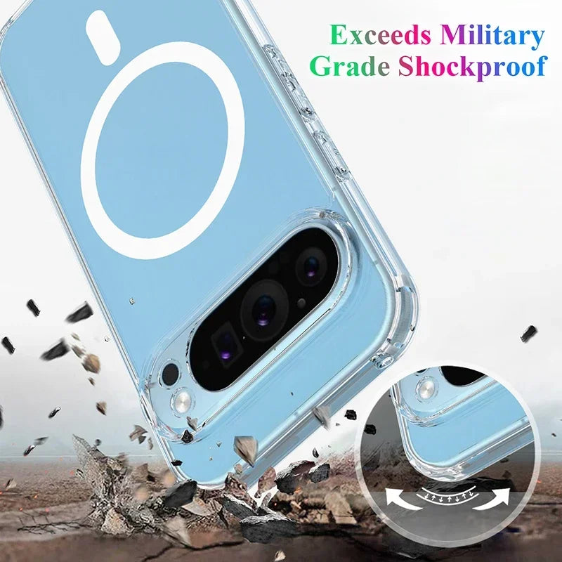 Clear Magnetic Phone Case For Magsafe Google Pixel 10 Pro XL 7 8 9 Pro 11 Pro XL 10A 9A 8A MacSafe Transparent Ultra Slim Cover