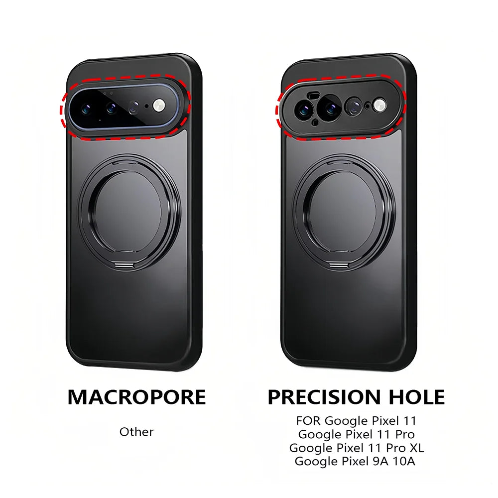 Matte&Clear Magnetic 360° Rotation Stand Case For Google Pixel 11 10 9 Pro XL 8 7 6 Pro 10a 9a 8a 7a 6a Metal Ring Holder Cover