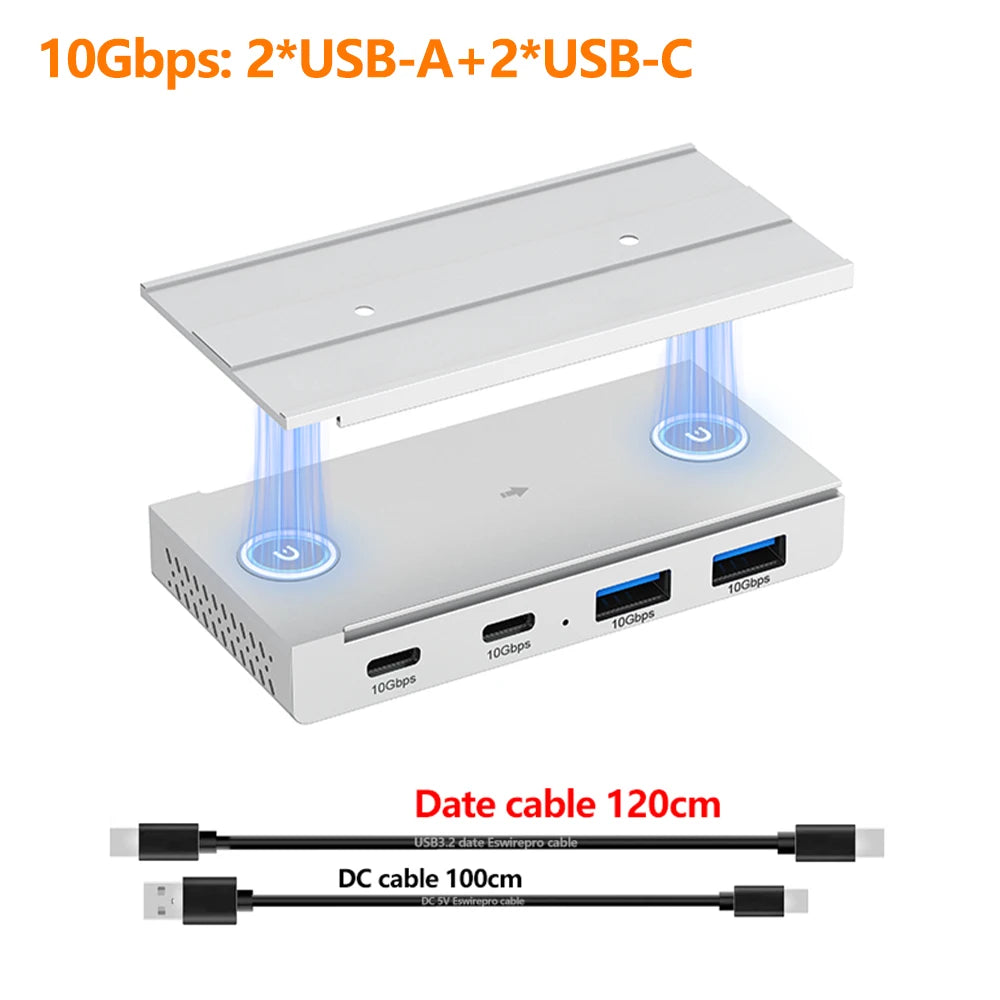 10Gbps USB HUB Desk Magnetic USB3.2 Splitter Adapter High Speed Data Transfer For MacBook Pro iMac Pro PC Laptops Accessories