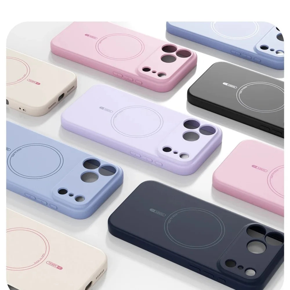 Original Liquid Silicone Phone Case For iPhone 17 16 Pro Max Air For Magsafe Magnetic Cases For iPhone 13 14 15 18 Pro Max Cover