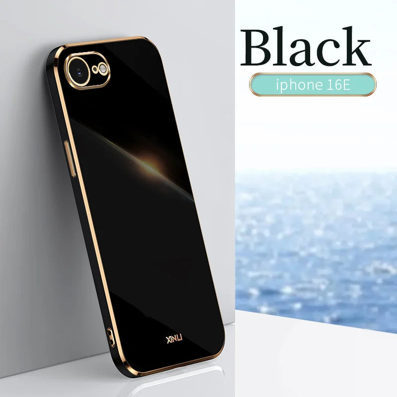 For iPhone 16E SE4 2025 Case Plating Silicone Bumper Soft TPU Back Cover Shockproof Phone Case for Apple iPhone 16E iPhone 16E S
