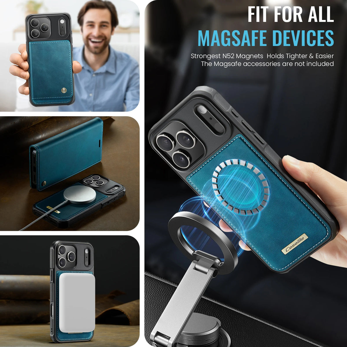 High Quality 2-in-1 Detachable Wallet Leather Magsafe Case For iPhone 17 16 15 14 Plus 13 12 11 18 Pro Max Luxury Magnetic Flip