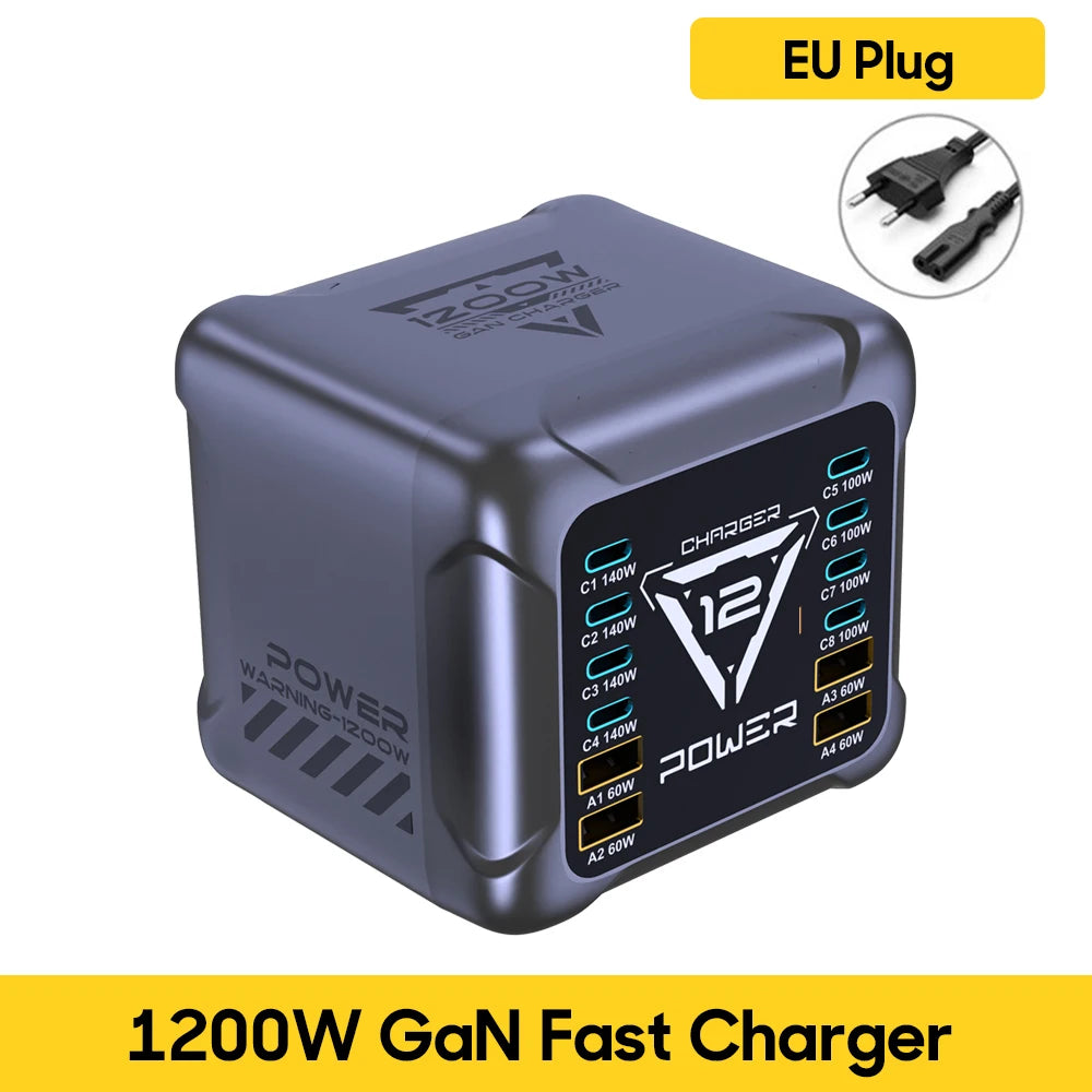 1000W GaN Charger USB C Fast Desktop 10Port USB Type C PD3.1 Charger Fast Charging for iPhone 17 16 15 Samsung S24 Xiaomi Laptop