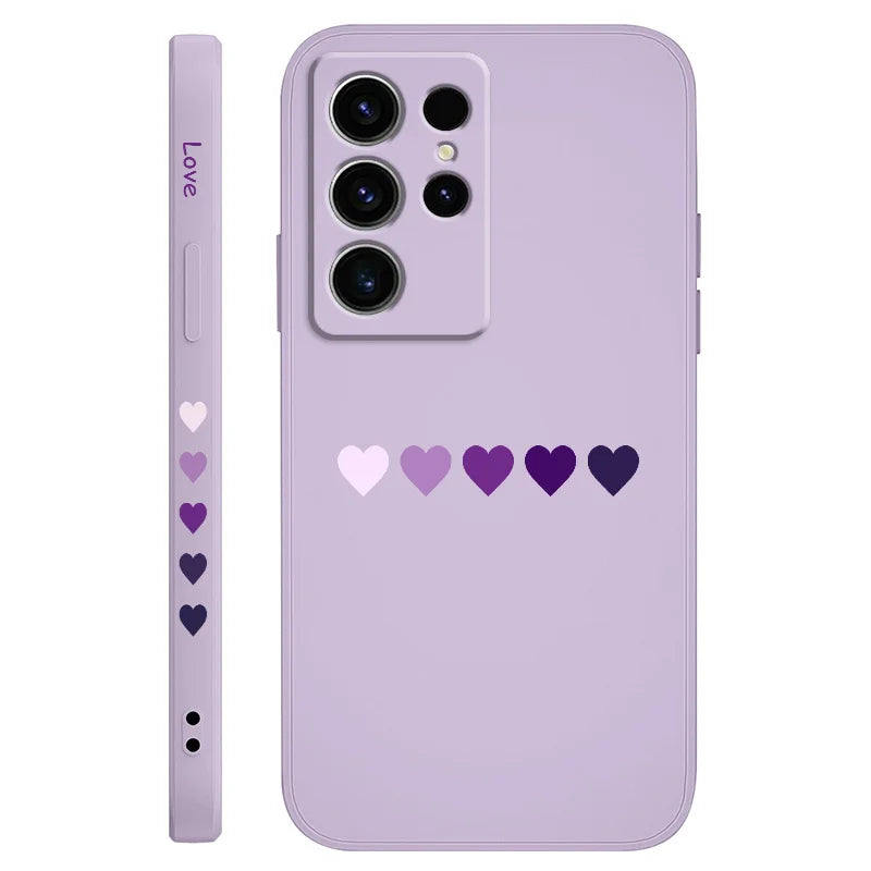 Gradient Heart Phone Case For Samsung Galaxy S25 S24 S23 S22 S21 S20 S10 S10E Ultra Plus FE Note 20 Ultra Plus Cover