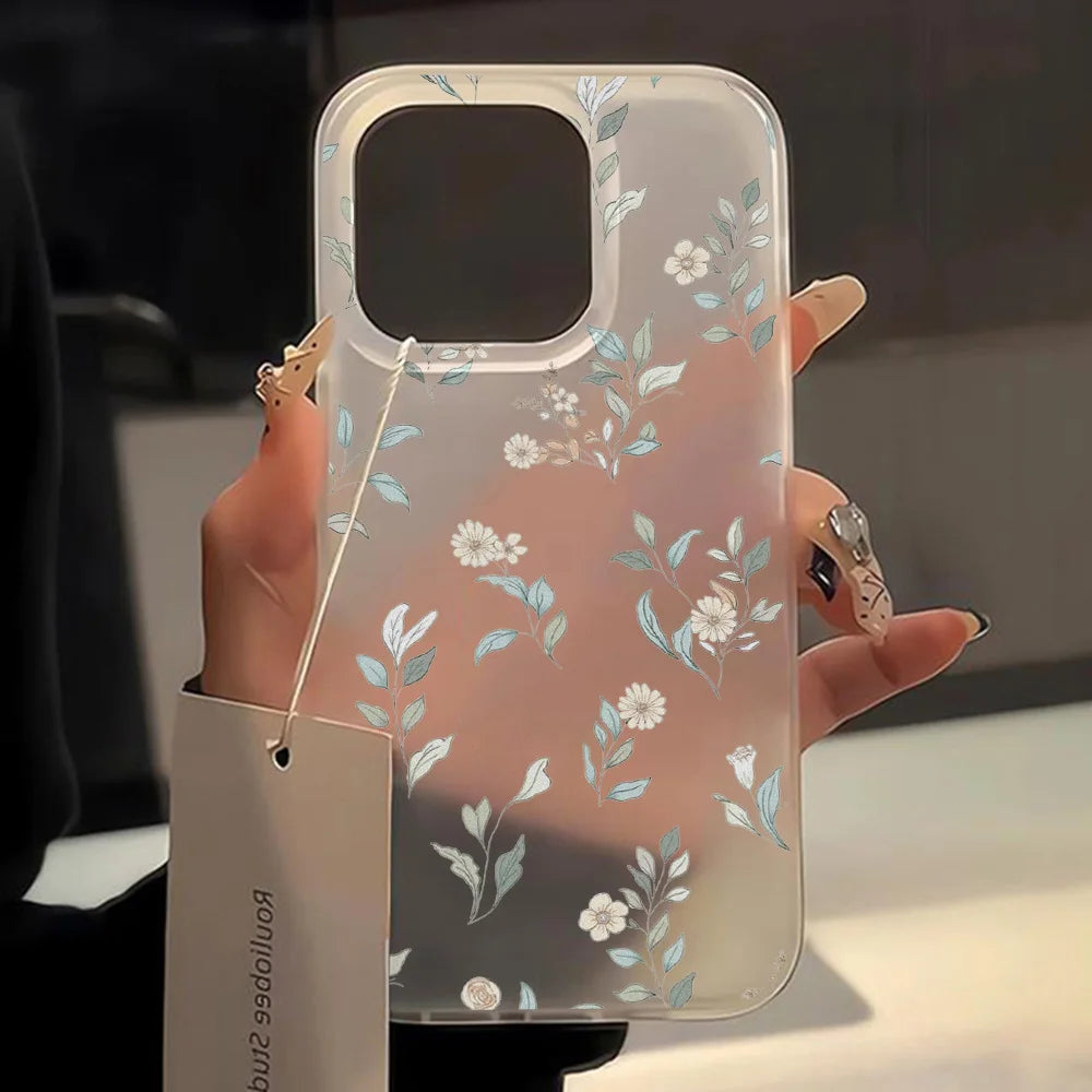 Flower Phone Case For iPhone 16 Pro Case iPhone 17 18 15 13 11 12 14 Pro Max Mini Shockproof Matte Transparent Aesthetic Cover