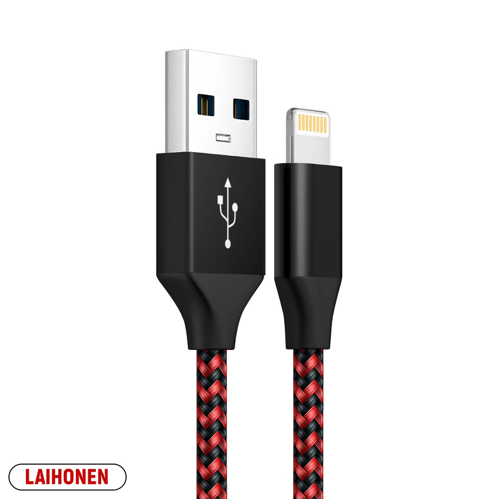 1m 2m 3m Fast Charging USB Cable for iPhone 11 12 13 14 Pro XS Max XR X 6S 7 8 Plus SE Nylon Braided Wire USB Charger Data Cable