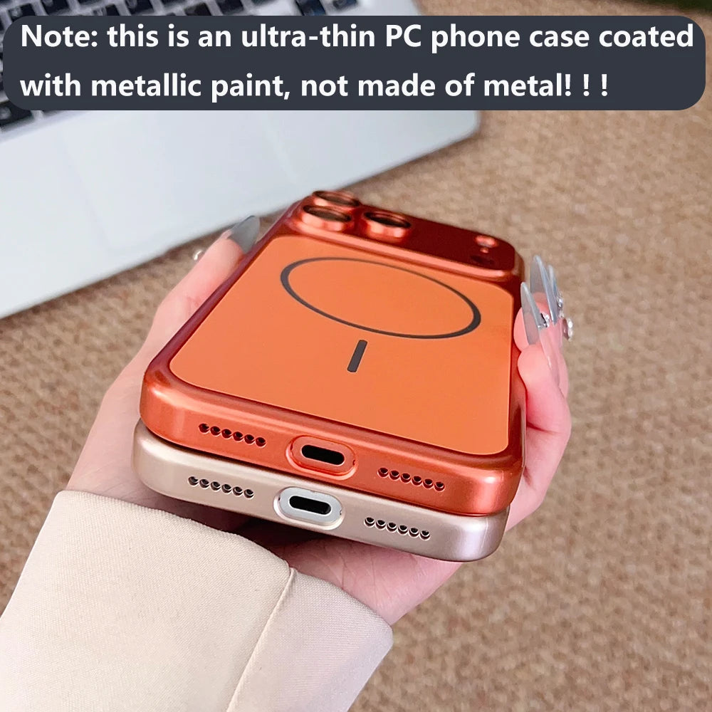 Instantly Change 17 Ultra Thin Metallic Paint Magnetic Case For iPhone 18 17 16 15 14 13 Pro Max Lens Protect For Magsafe Cover