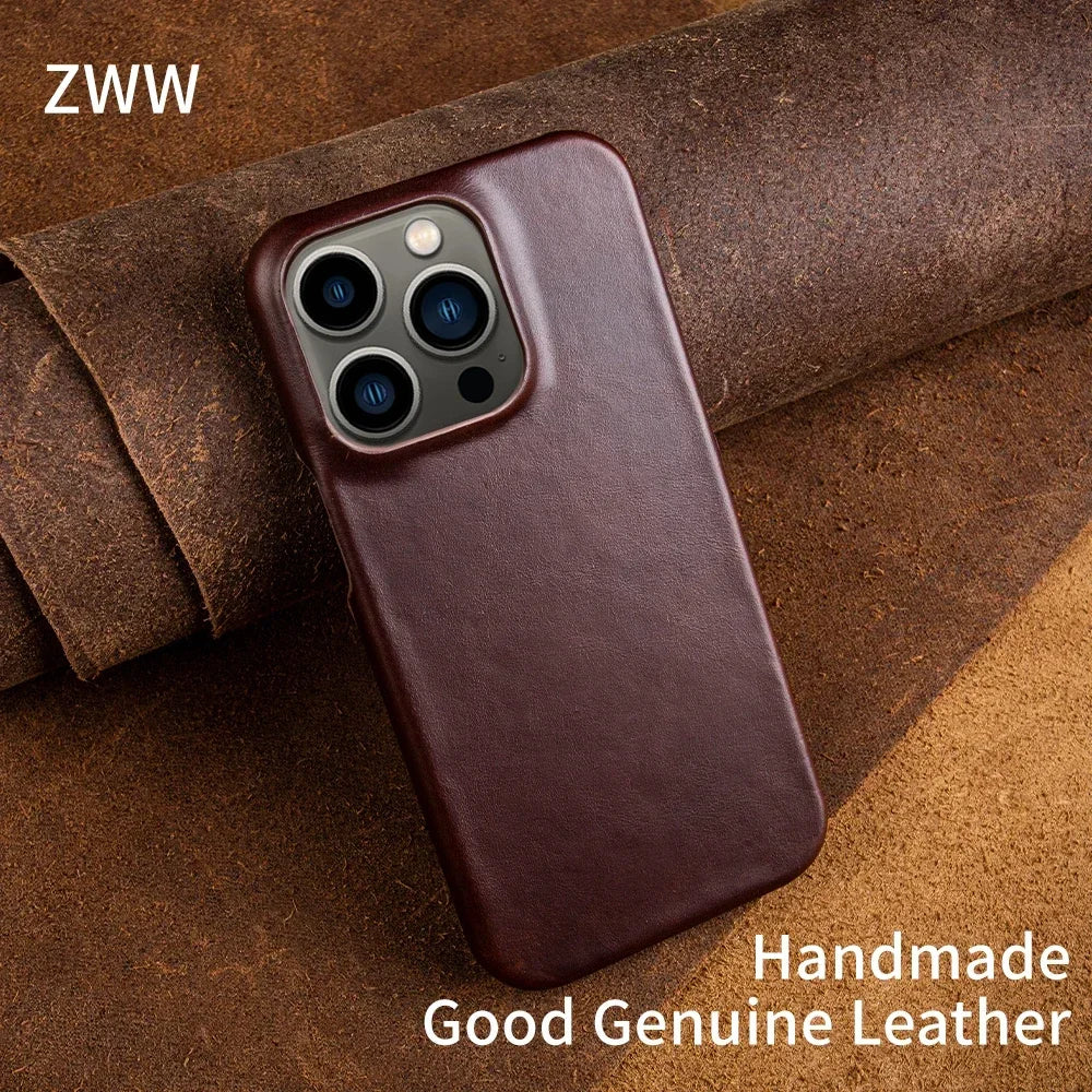 Oil Wax Luxury Genuine Leather Cover Case for Iphone 14 13 12 18 Pro Max 16 Case for Iphon Aesthetic Vintage Retro with 8 Colour