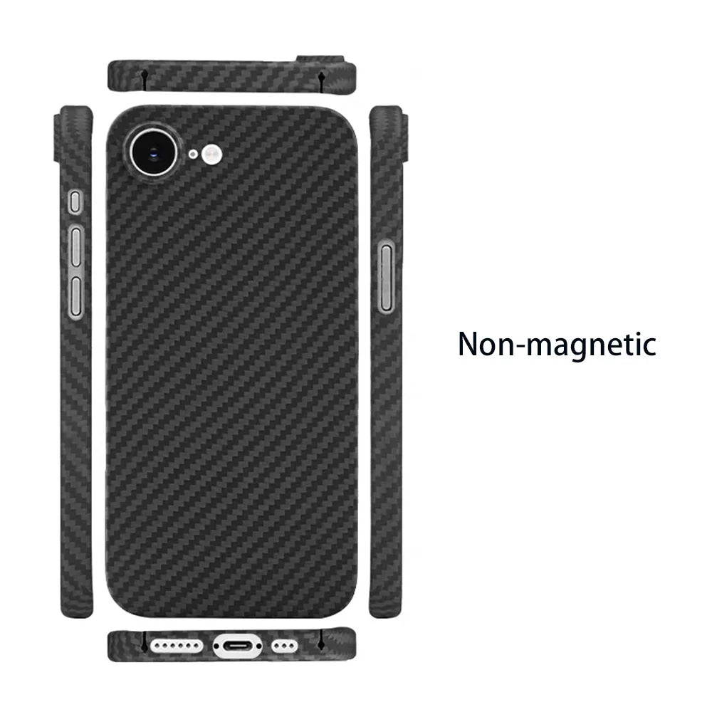 Amstar Magnetic Carbon Fiber Phone Case for iPhone 16e Magsafe Cover Luxury Kevlar Aramid Fiber Magnetic Cases