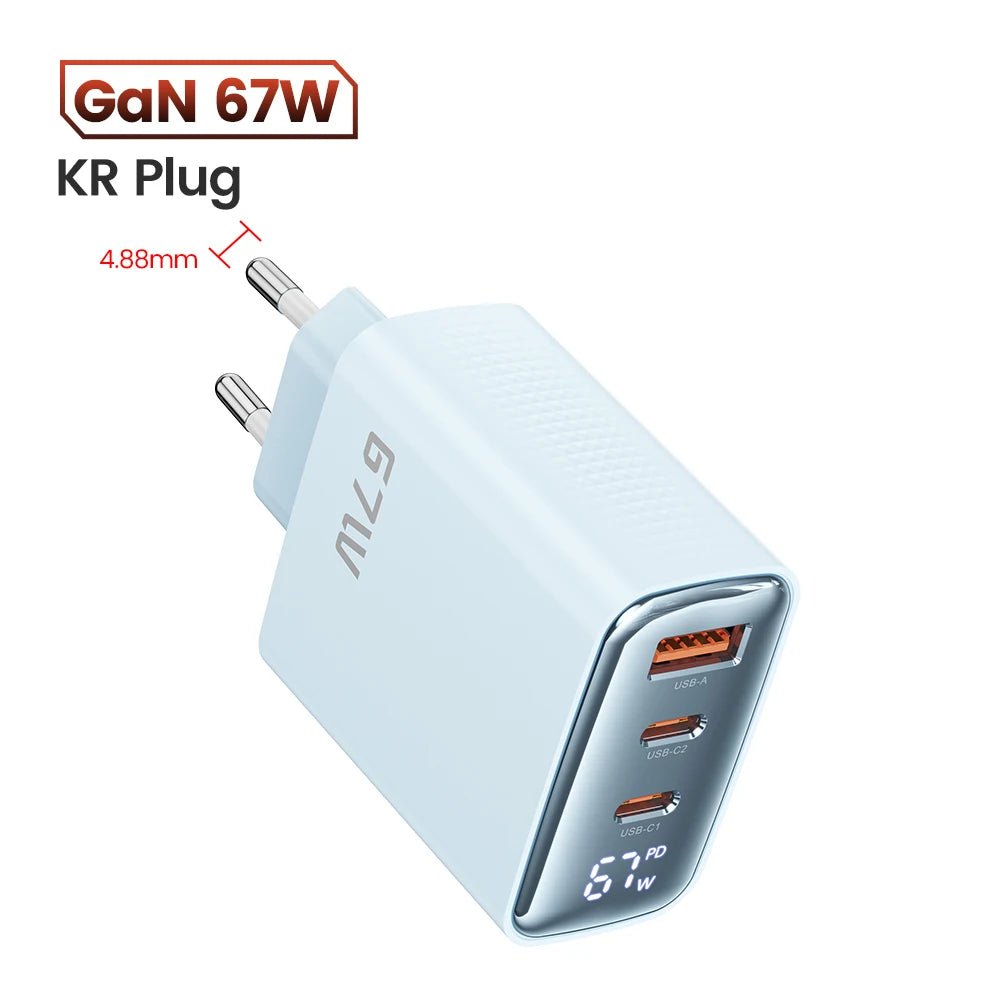 Toocki 67W GaN USB Type C Charger Digital Display 65W 45W PPS PD QC4.0 Quick Charge For Macbook Laptop IPAD Tablet iPhone 15 14