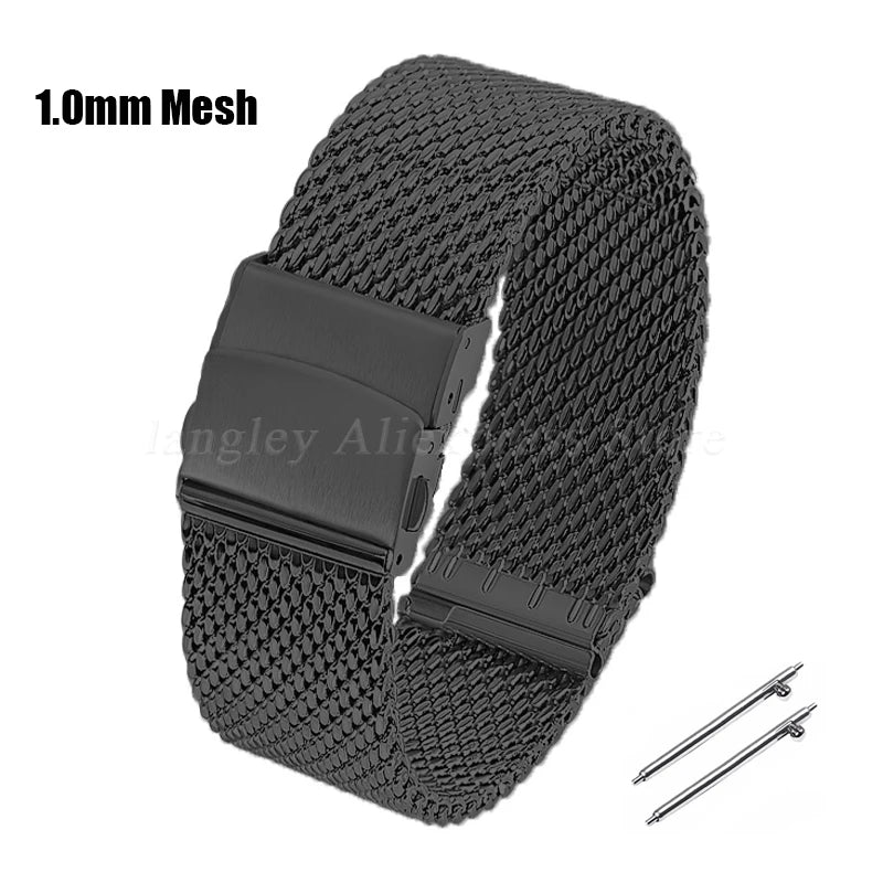 Metal Milanese Strap 1.0mm 0.6mm Mesh Bracelet Stainless Steel Watchband for IWC for Omega 12/14/16/18/20mm 22mm 24mm Wristbands